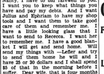 “Going home to die no more”: The Transcription of a Letter that Joseph Huneycutt Wrote to His Family Before Being Shot for Desertion, March 1865