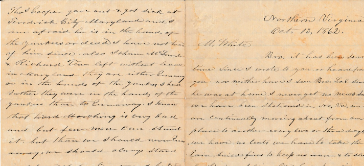 “[S]ince we have been marching I think that I have Marched over 1000 miles”: Oliver White’s Oct. 13, 1862 Letter to His Brother, Murdock White
