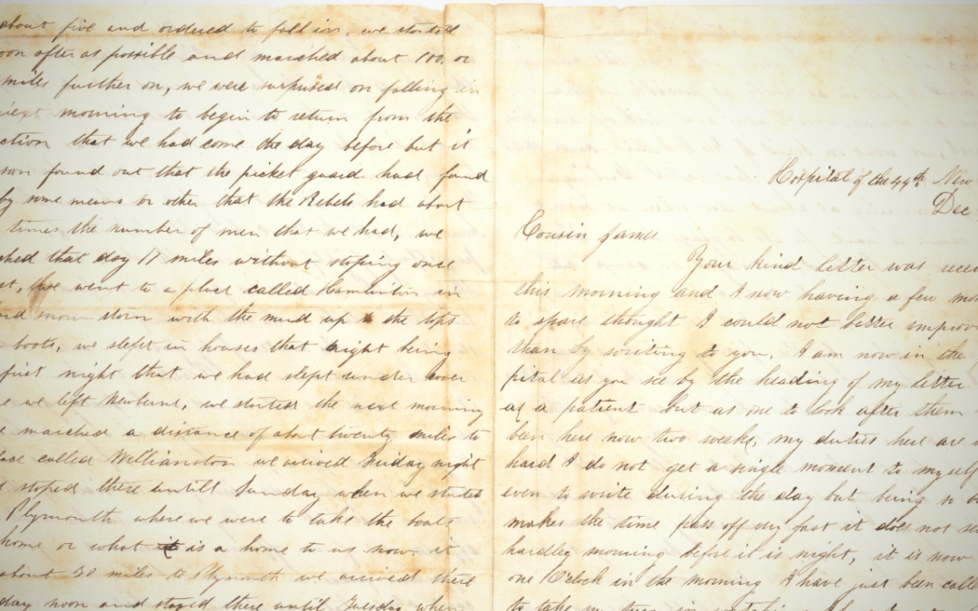 “[T]hat was the time when it was enough to make one think of home and all that we had left behind us. it was perfectfuly [sic] frightful to hear the shells come crashing through the woods and pass over our heads”: Transcriptions of a Letter written by Thomas Barnaby